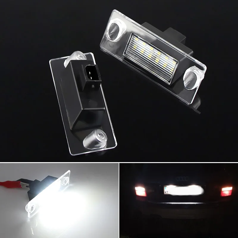 2x For Audi A3 8L S3 Sportback A4 S4 B5 Avant A5 S5 Car Rear LED License Number Plate Light 12V White 6000k SMD Auto Tail Lamp