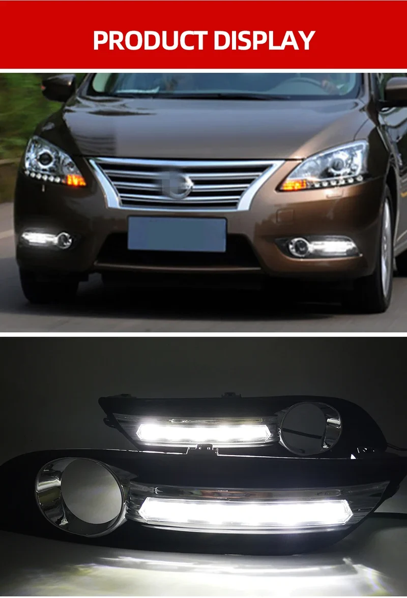 1 Set LED Daytime Running Lights Daylight Fog light cover with turn signal DRL For Nissan Sentra Sylphy 2012 2013 2014 2015
