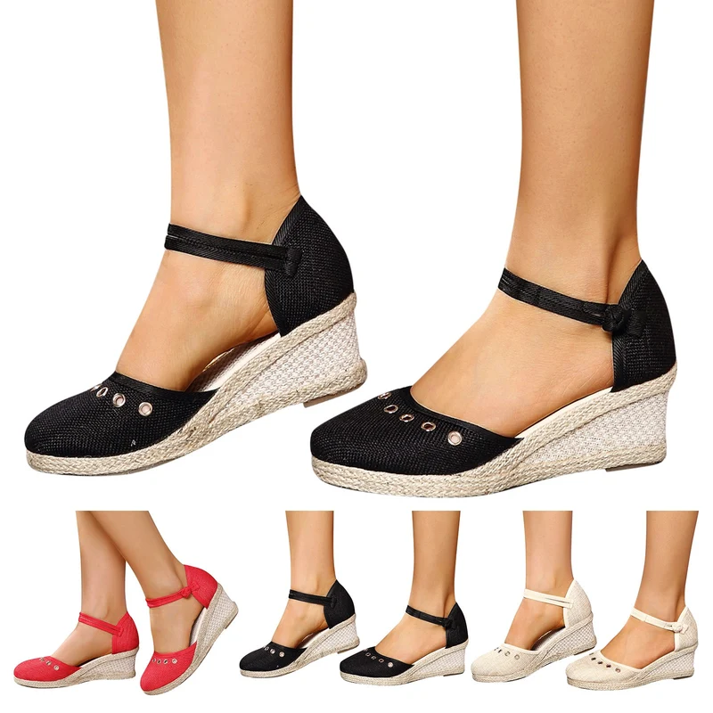Sandals Women 2024 Summer Comfortable Platform Wedge Sandals Braided Buckle Breathable Wedge Sandals Outdoor Female Shoes