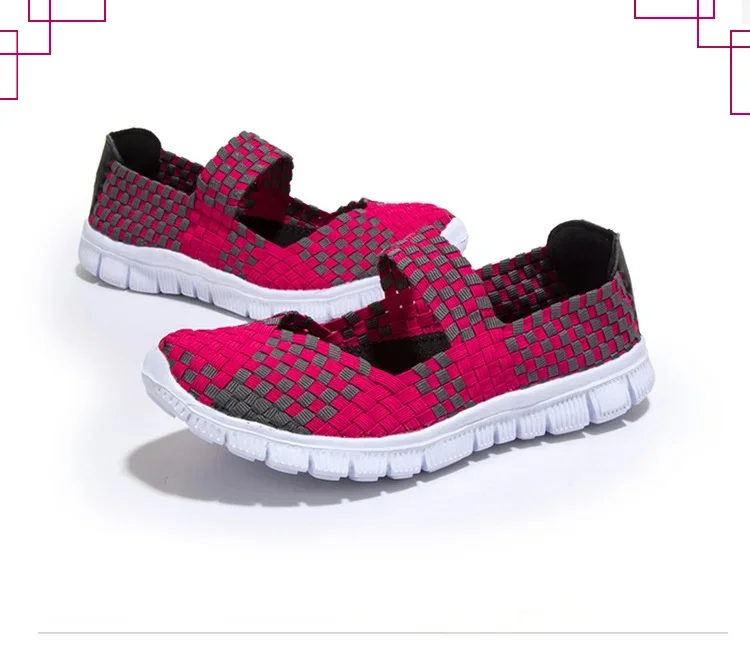 Plus Size Women Flat Shoes Fashion Elastic Band Weave Shoes Women Comfort Flat Shoes Women Casual Loafers Zapatos De Mujer