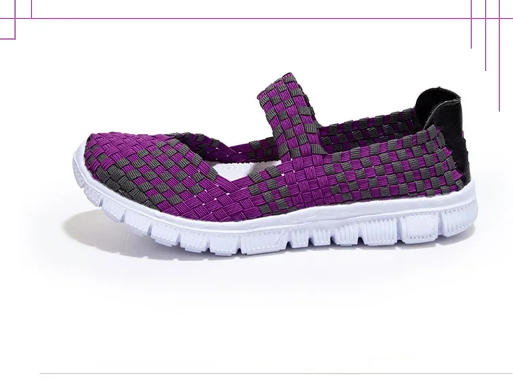 Plus Size Women Flat Shoes Fashion Elastic Band Weave Shoes Women Comfort Flat Shoes Women Casual Loafers Zapatos De Mujer