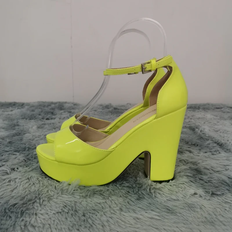 LOSLANDIFEN Women Sandals Summer Colourful Sexy Peep Toe Buckle Strap Sandal Platform Thick High Heels Party Red Wedding Shoes