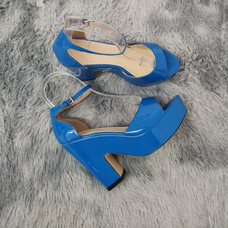 LOSLANDIFEN Women Sandals Summer Colourful Sexy Peep Toe Buckle Strap Sandal Platform Thick High Heels Party Red Wedding Shoes