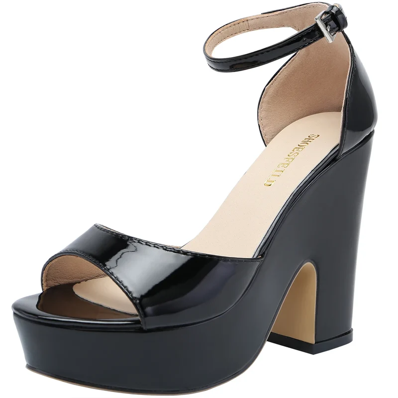 LOSLANDIFEN Women Sandals Summer Colourful Sexy Peep Toe Buckle Strap Sandal Platform Thick High Heels Party Red Wedding Shoes