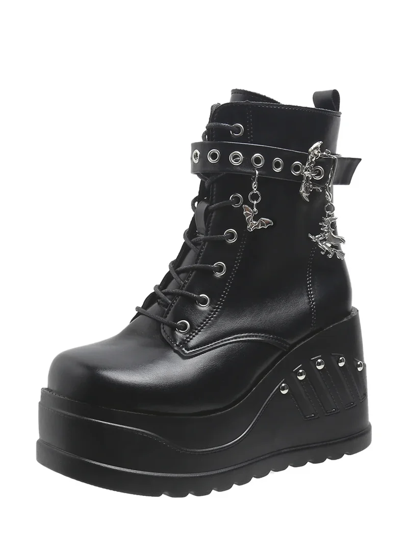 2024 New Boots for Women Fashion Hot Sale Punk Goth Platform Heels Wedge Women's Boots Casual Goth Punk Size 43 Women's Shoes