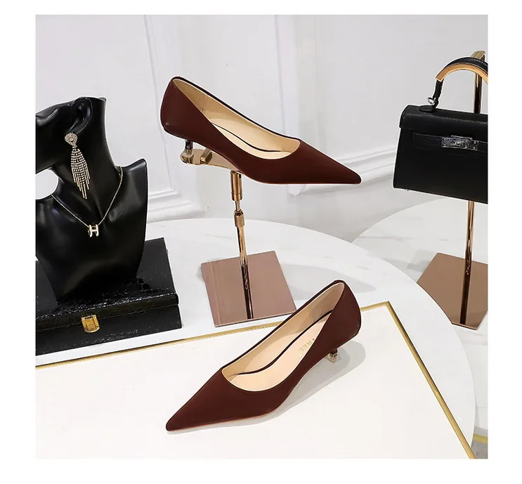 BIGTREE Shoes Women 4.5 Cm Heels Pointed Toe Woman Pumps Fashion Kitten Heels Large Size 34-43 Sexy Mid Heeled Female Shoes 2026