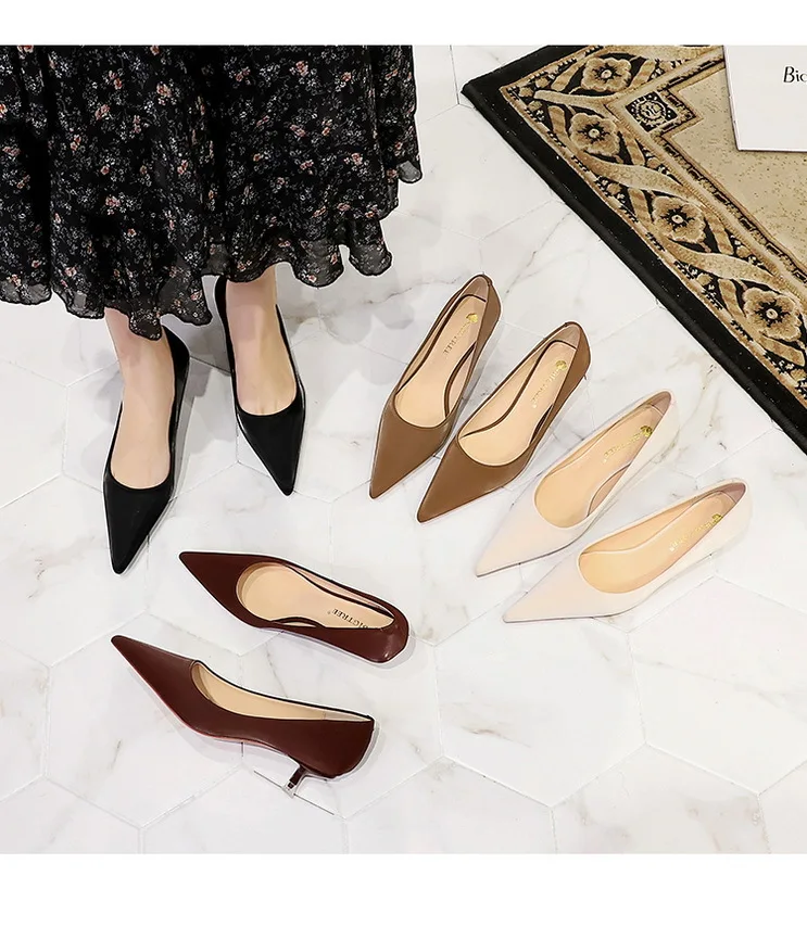 BIGTREE Shoes Women 4.5 Cm Heels Pointed Toe Woman Pumps Fashion Kitten Heels Large Size 34-43 Sexy Mid Heeled Female Shoes 2026