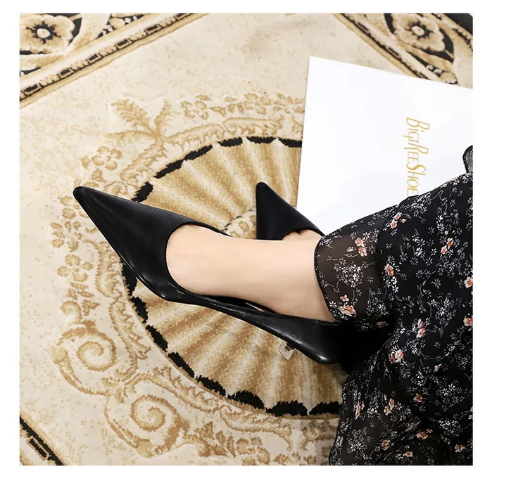 BIGTREE Shoes Women 4.5 Cm Heels Pointed Toe Woman Pumps Fashion Kitten Heels Large Size 34-43 Sexy Mid Heeled Female Shoes 2026
