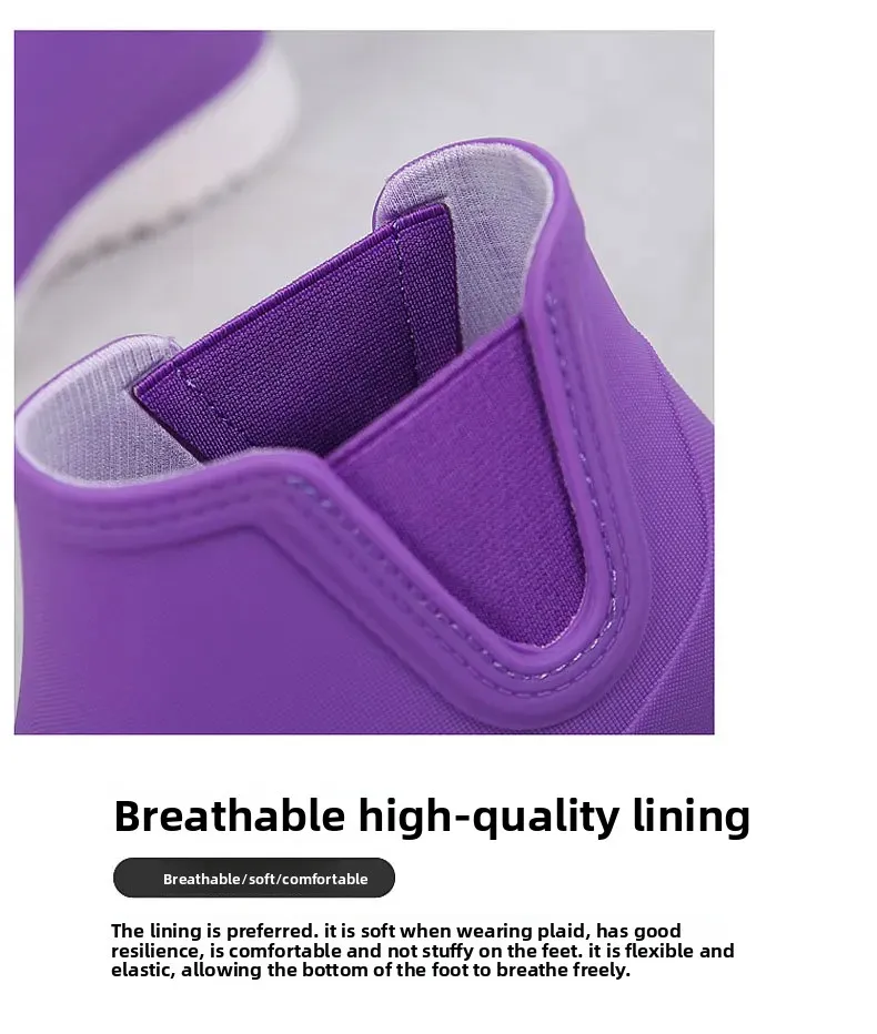Fashionable Winter Short Ankle Women's Rain Boots Waterproof Slip Resistant Car Wash Shoes Adult Fleece Lined PVC Ladies Footwea