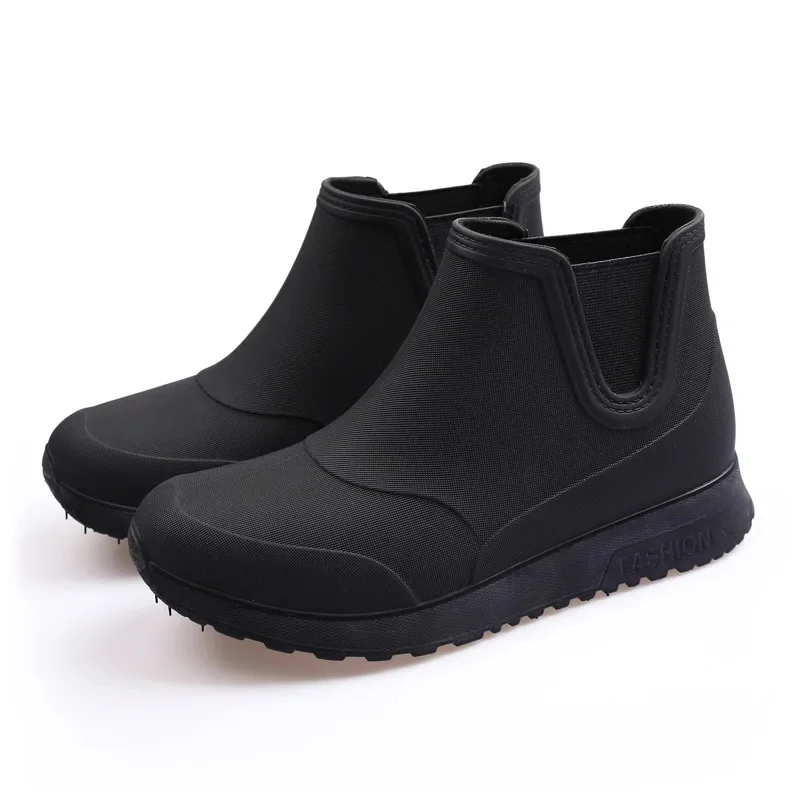 Fashionable Winter Short Ankle Women's Rain Boots Waterproof Slip Resistant Car Wash Shoes Adult Fleece Lined PVC Ladies Footwea