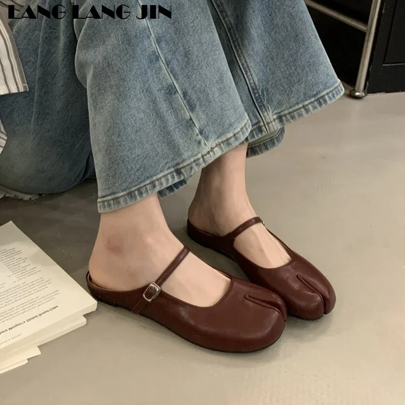 Women Tabi Ninja Slippers Brand Mules Soft Microfiber Comfy Flats Fashion Split Toe Slides Casual Loafer Shallow Ballerina Mujer