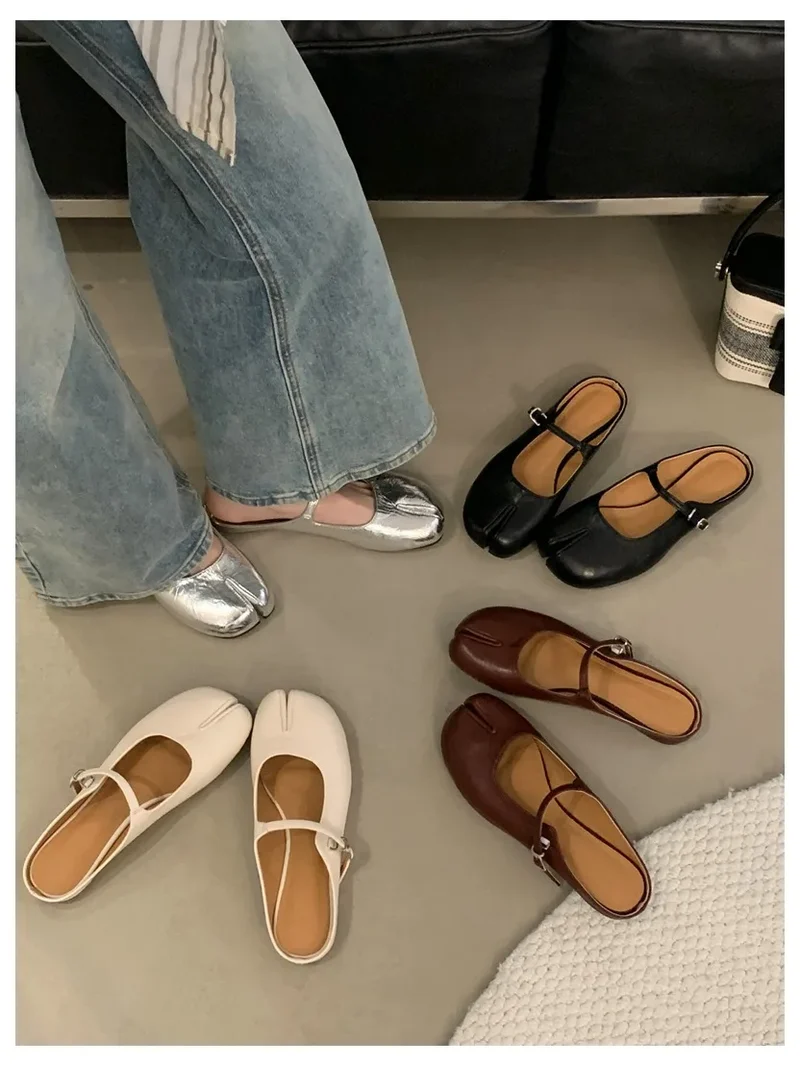 Women Tabi Ninja Slippers Brand Mules Soft Microfiber Comfy Flats Fashion Split Toe Slides Casual Loafer Shallow Ballerina Mujer