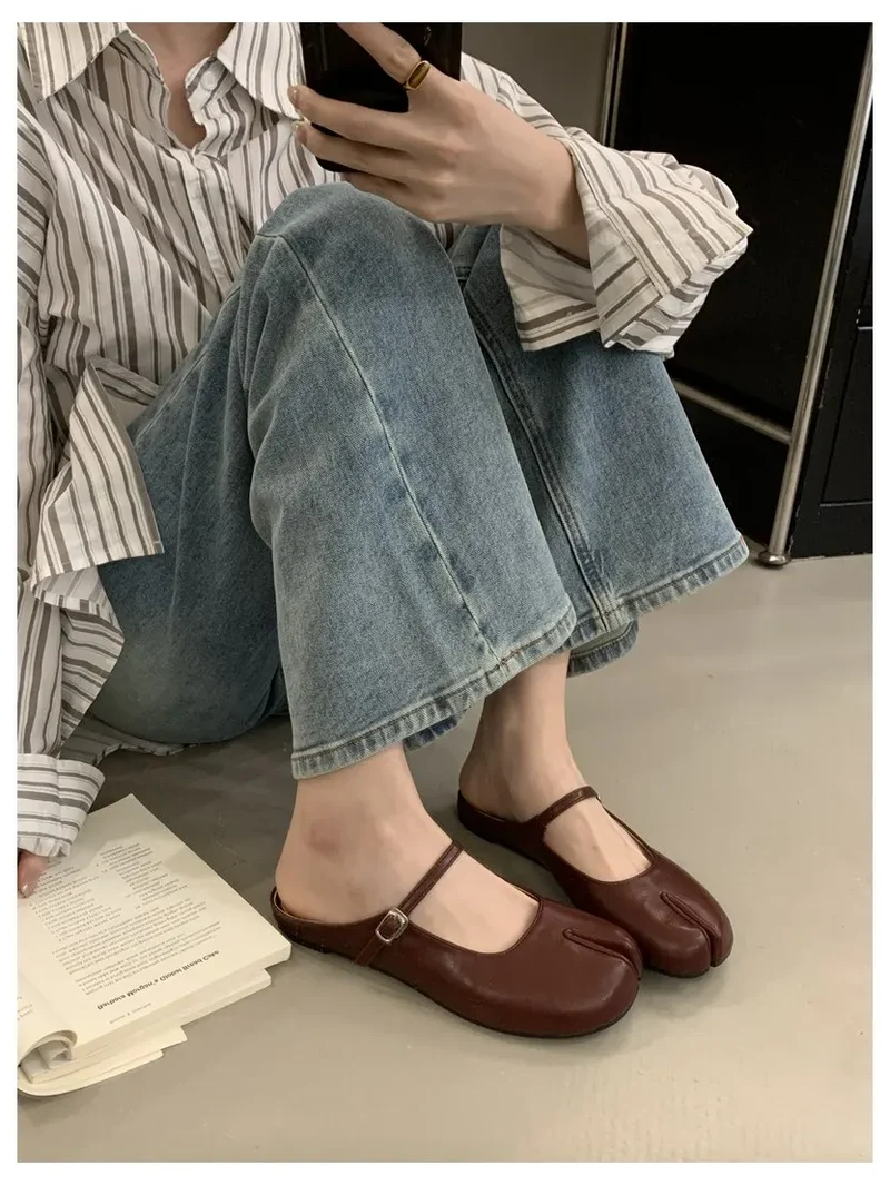 Women Tabi Ninja Slippers Brand Mules Soft Microfiber Comfy Flats Fashion Split Toe Slides Casual Loafer Shallow Ballerina Mujer
