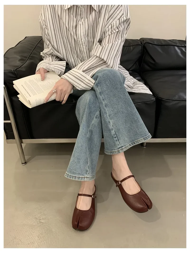 Women Tabi Ninja Slippers Brand Mules Soft Microfiber Comfy Flats Fashion Split Toe Slides Casual Loafer Shallow Ballerina Mujer