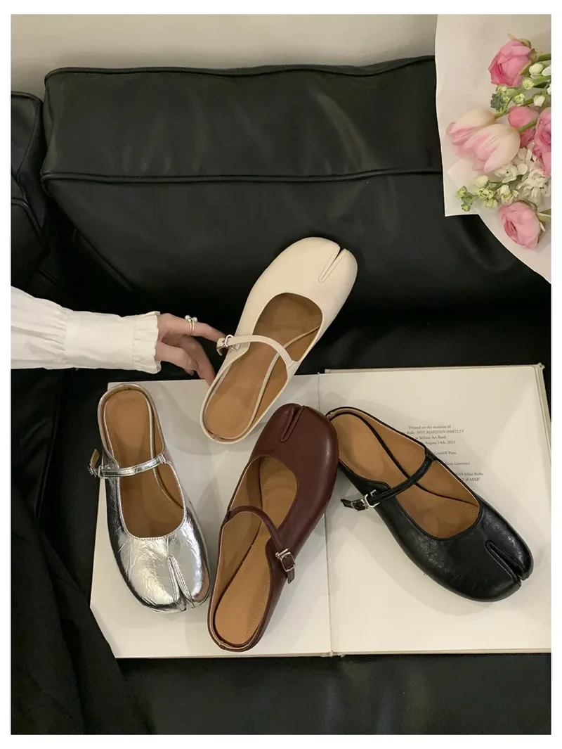 Women Tabi Ninja Slippers Brand Mules Soft Microfiber Comfy Flats Fashion Split Toe Slides Casual Loafer Shallow Ballerina Mujer
