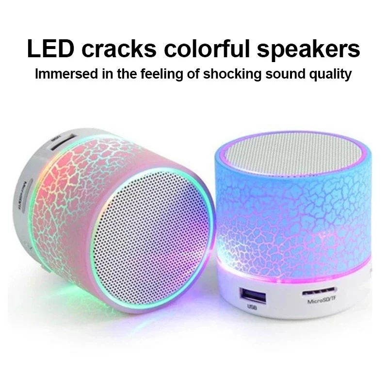 Mini Bluetooth Speaker Portable Car Audio Dazzling Crack LED Wireless Bluetooth Subwoofer Speaker TF Card MP3 Music Sound Column