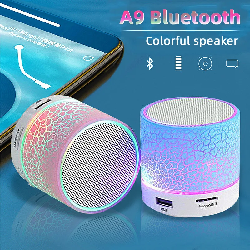 Mini Bluetooth Speaker Portable Car Audio Dazzling Crack LED Wireless Bluetooth Subwoofer Speaker TF Card MP3 Music Sound Column