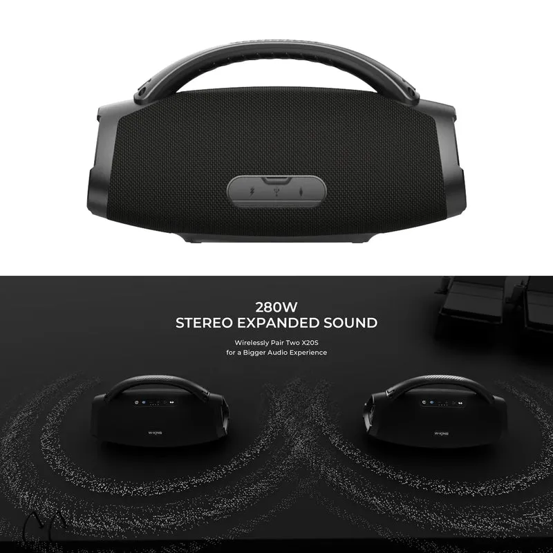 W-KING X20S Bluetooth Speaker w/Strap140W RMS Massive Bass Party Boombox IPX7 Waterproof Speaker Loud Outdoor Portable Sound Box