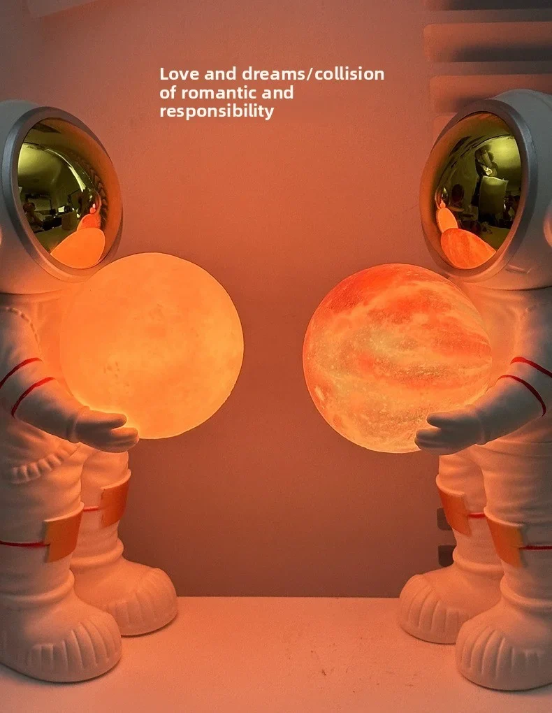 Space Man Hugging the Night Sky Bluetooth Speaker Dreamy Starry Sky Audio System Subwoofer Night Light Decoration Creative Gift