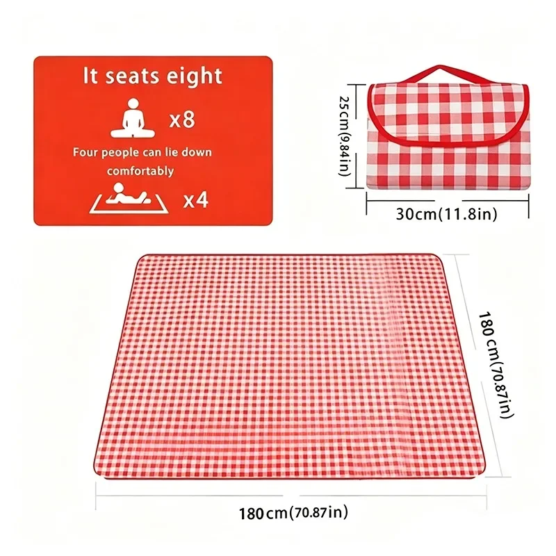 180x180cm Waterproof Picnic Mat Portable Lightweight Picnic Blanket Outdoor Travel Camping Beach Grass Mat Various Colors