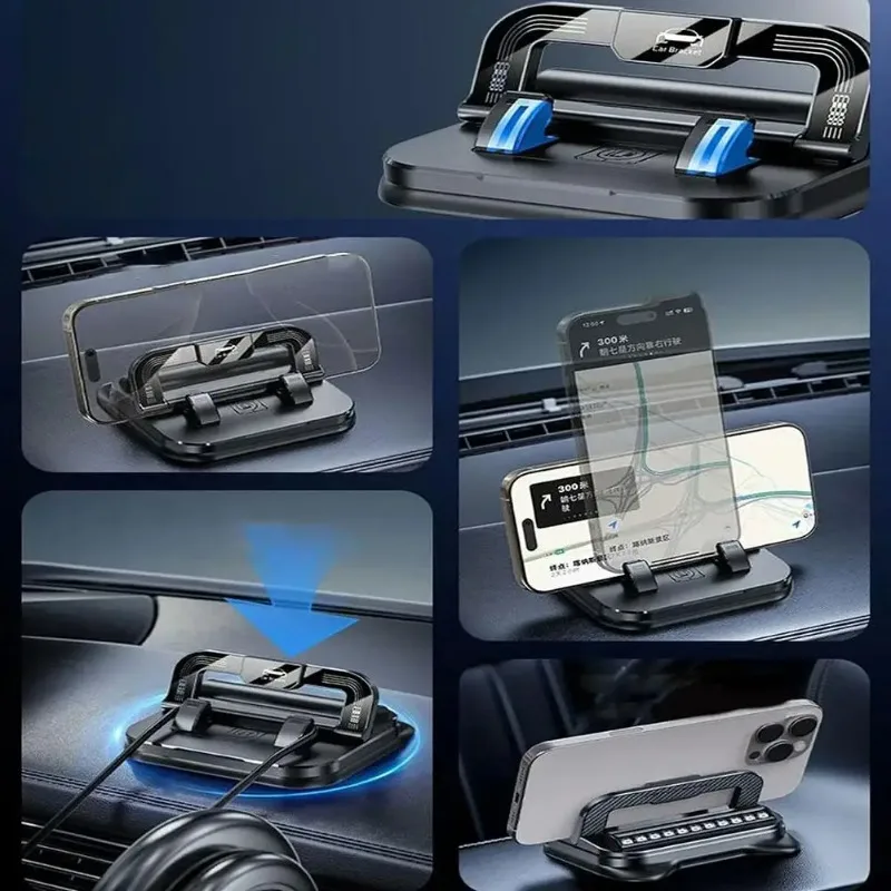 360° Rotatable Universal Car Phone Holder with Number Plate Dashboard Mount Easy Install Vehicle Mobile Phone Holder Practical