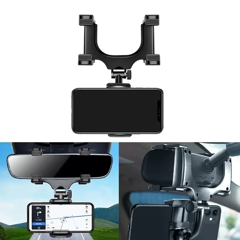 360 Foldable Navigation GPS Bracket Car Phone Holder Rearview Mirror Mount Adjustable Cell Phone Support Stable For Smartphone