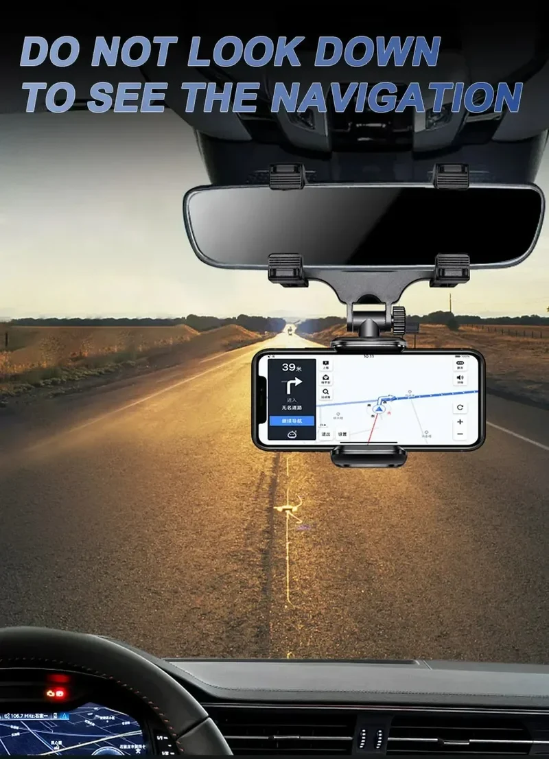 360 Foldable Navigation GPS Bracket Car Phone Holder Rearview Mirror Mount Adjustable Cell Phone Support Stable For Smartphone