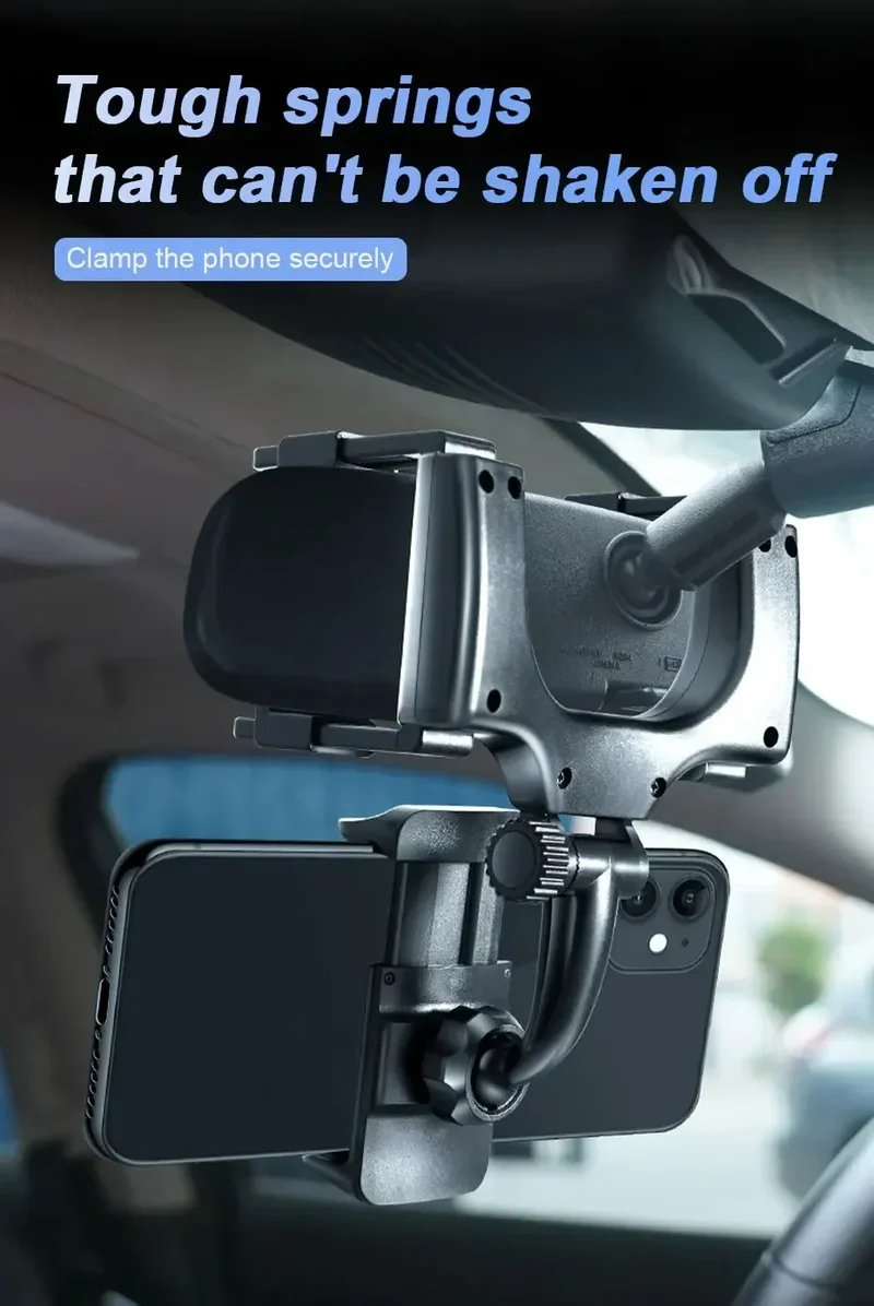 360 Foldable Navigation GPS Bracket Car Phone Holder Rearview Mirror Mount Adjustable Cell Phone Support Stable For Smartphone
