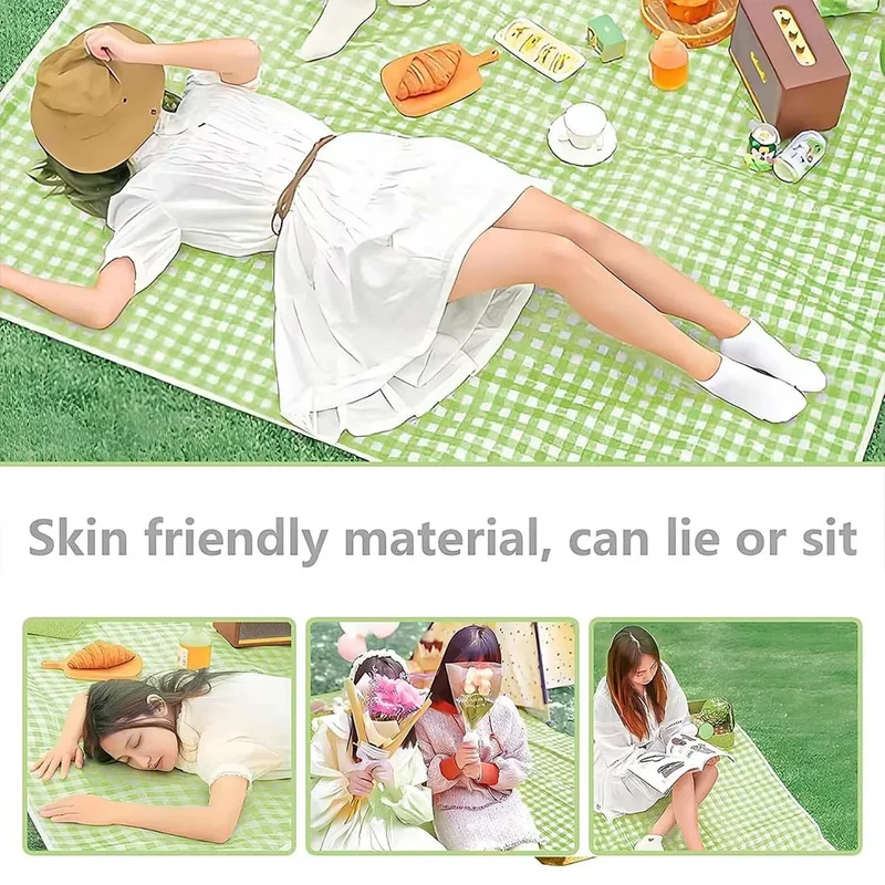 Foldable & Portable Picnic Blanket Thickened Waterproof Beach Blanket Lightweight Camping Tent Grassland Mat For Parties Travels