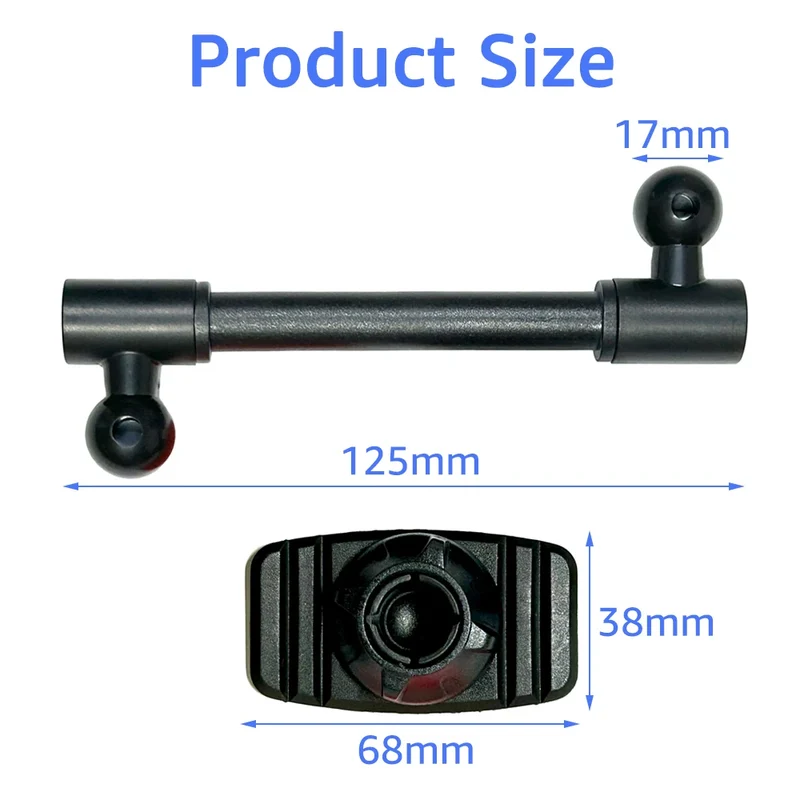 Car Phone Holder Extension Rod Dual Ball Head Adjustable Goose Neck Universal 17mm Ball Head Nano Glue Sticker Base Mount