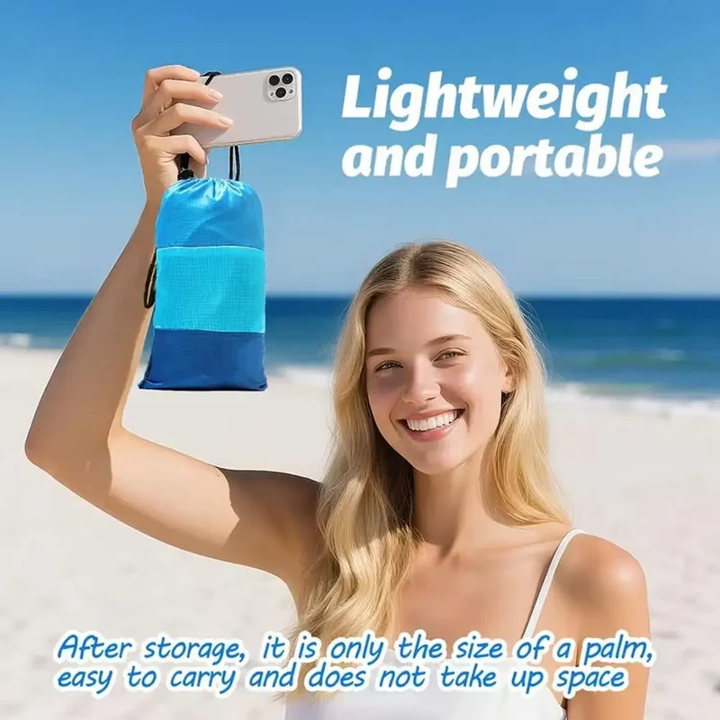 Large Portable Beach Blanket with Stakes & Bag Lightweight Waterproof Camping Mat Quick-Dry Picnic Blanket for Outdoor Travel