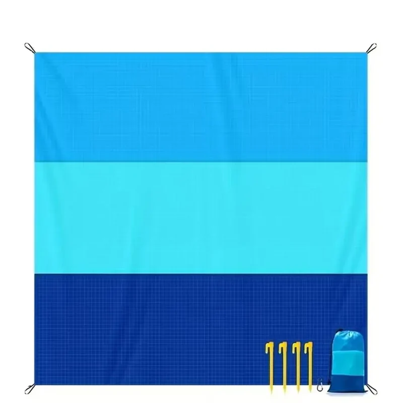 Large Portable Beach Blanket with Stakes & Bag Lightweight Waterproof Camping Mat Quick-Dry Picnic Blanket for Outdoor Travel