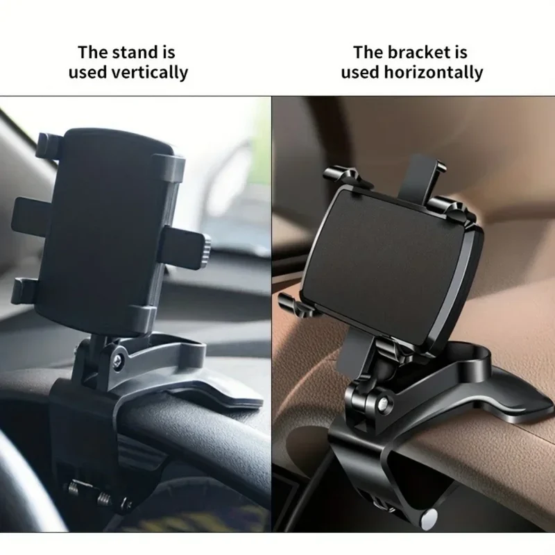 360° Rotatable Car Phone Holder Universal Dashboard Easy Clips Mount Stand Cellphone Holder for GPS Navigation Car Accessories