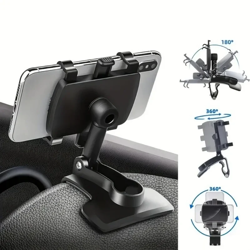 360° Rotatable Car Phone Holder Universal Dashboard Easy Clips Mount Stand Cellphone Holder for GPS Navigation Car Accessories
