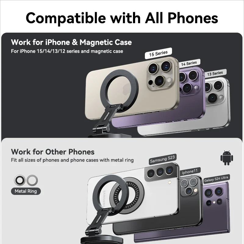 Joyroom Magnetic Car Phone Mount Strong Magnet Foldable Car Mount 360° Rotatable Car Phone Holder For 4.7-7.0 phones