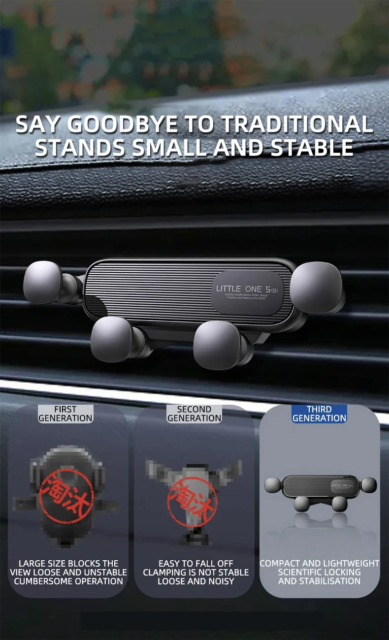 Gravity Car Phone Holder Car Air Vent Phone Holder for 4.7-6.9inch Smartphone Car Interior Stand Supports for Huawei iPhone