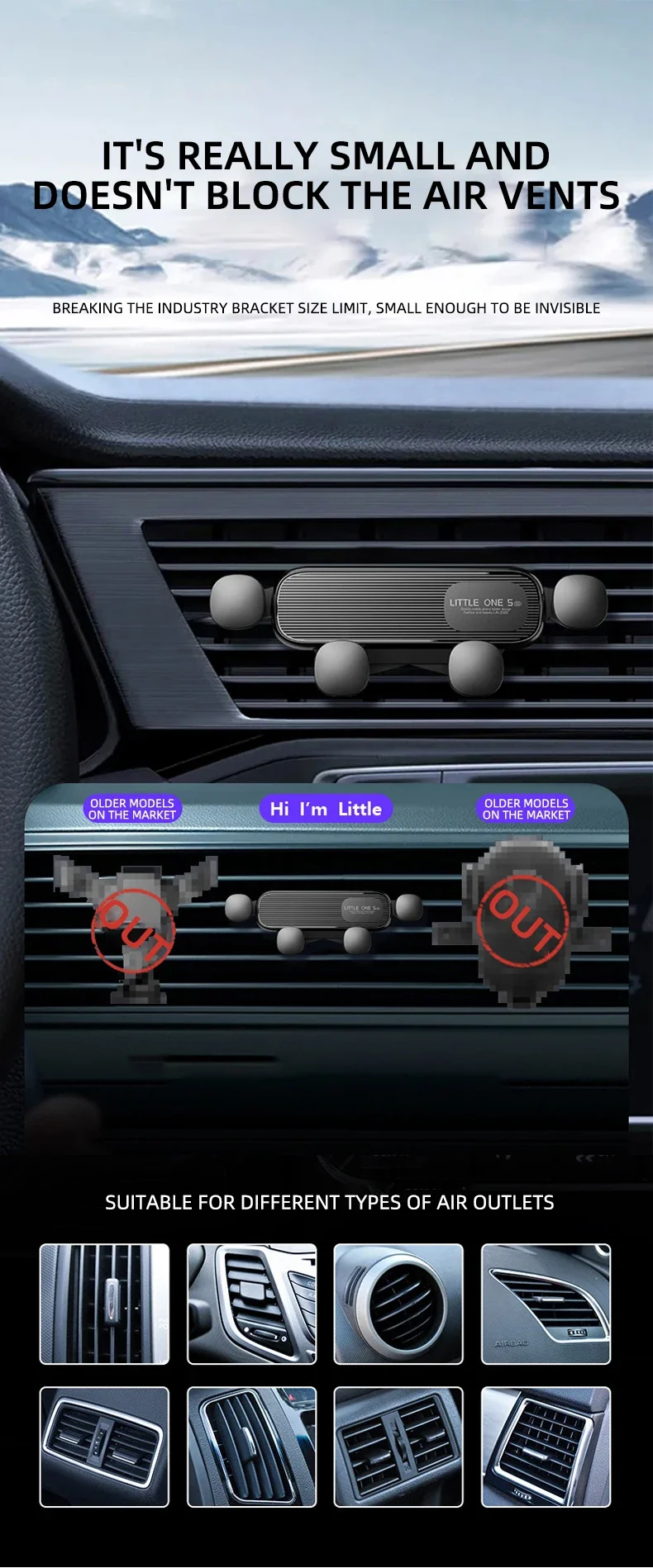 Gravity Car Phone Holder Car Air Vent Phone Holder for 4.7-6.9inch Smartphone Car Interior Stand Supports for Huawei iPhone