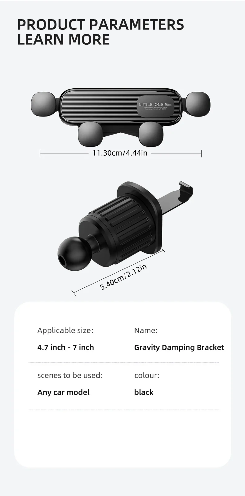Gravity Car Phone Holder Car Air Vent Phone Holder for 4.7-6.9inch Smartphone Car Interior Stand Supports for Huawei iPhone