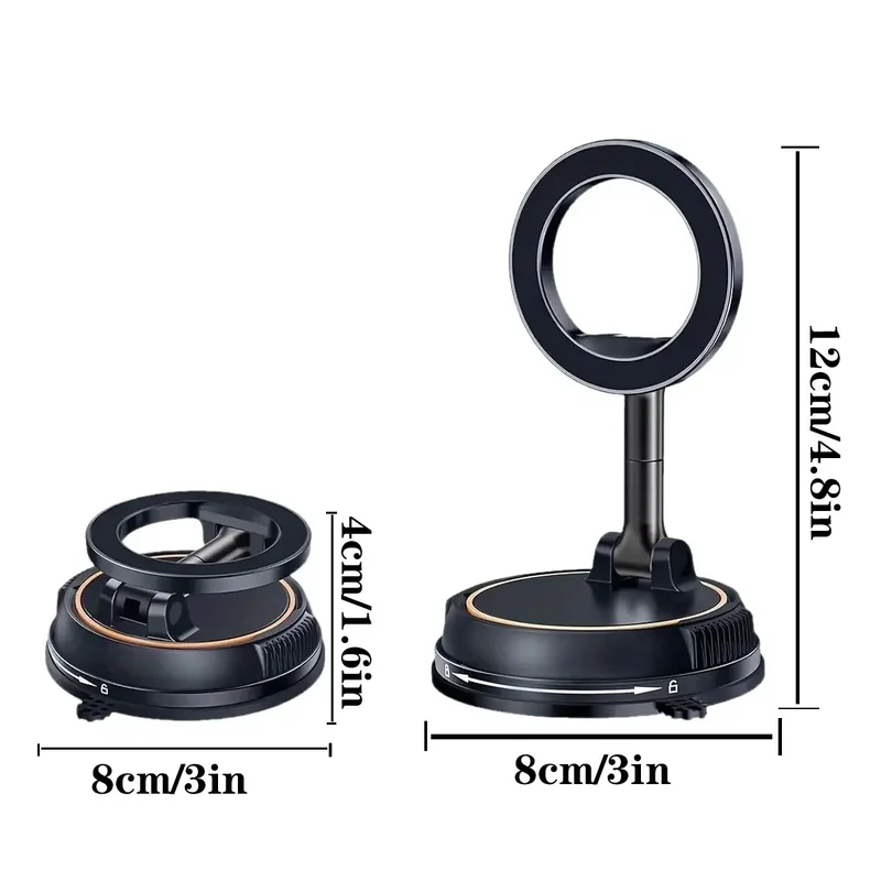 2026 Upgraded 360° Vacuum Magnetic Car Phone Holder for Magsafe 96LBS Strongest Suction 2800gf Car Mount Universal Dashboard Win