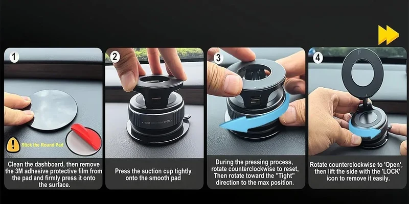 2026 Upgraded 360° Vacuum Magnetic Car Phone Holder for Magsafe 96LBS Strongest Suction 2800gf Car Mount Universal Dashboard Win