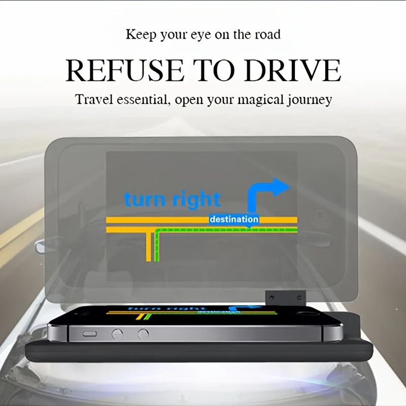 2-in-1 HUD Car Phone Holder, Multifunctional Head Up Display Navigation Mount, Reflective Bracket with One-Handed Use