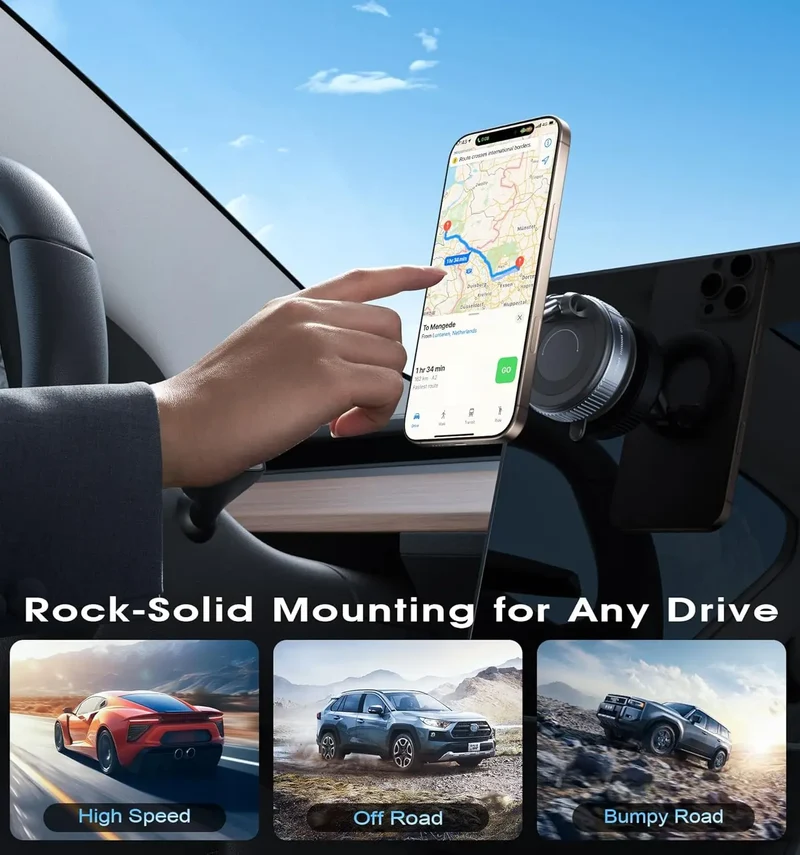 Strong Magnetic Vacuum Car Phone Holder Foldable 360° Adjustable Universal Mount for Car Dashboard Desk Bathroom & More