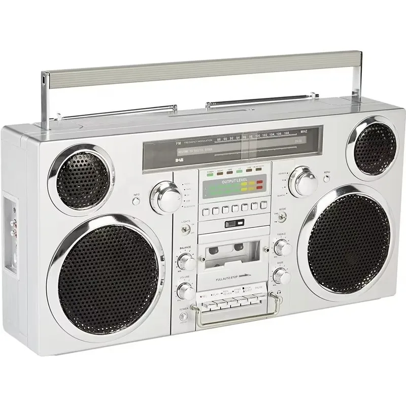 GPO Brooklyn Retro Boombox | Cassette Player, CD Player, Bluetooth Speaker, FM Radio, Portable Stereo System