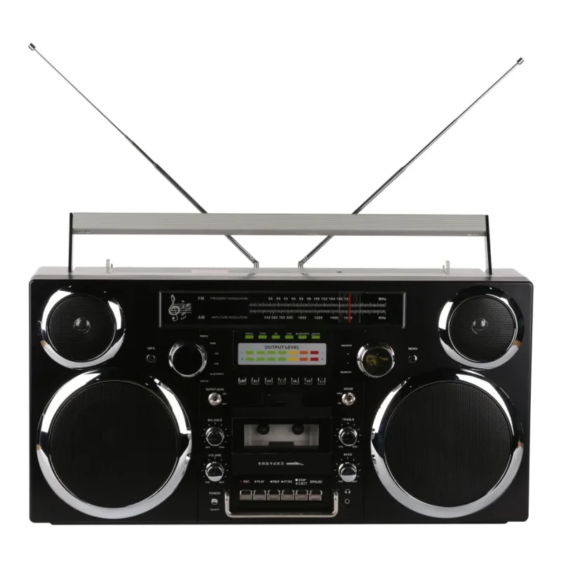 GPO Brooklyn Retro Boombox | Cassette Player, CD Player, Bluetooth Speaker, FM Radio, Portable Stereo System