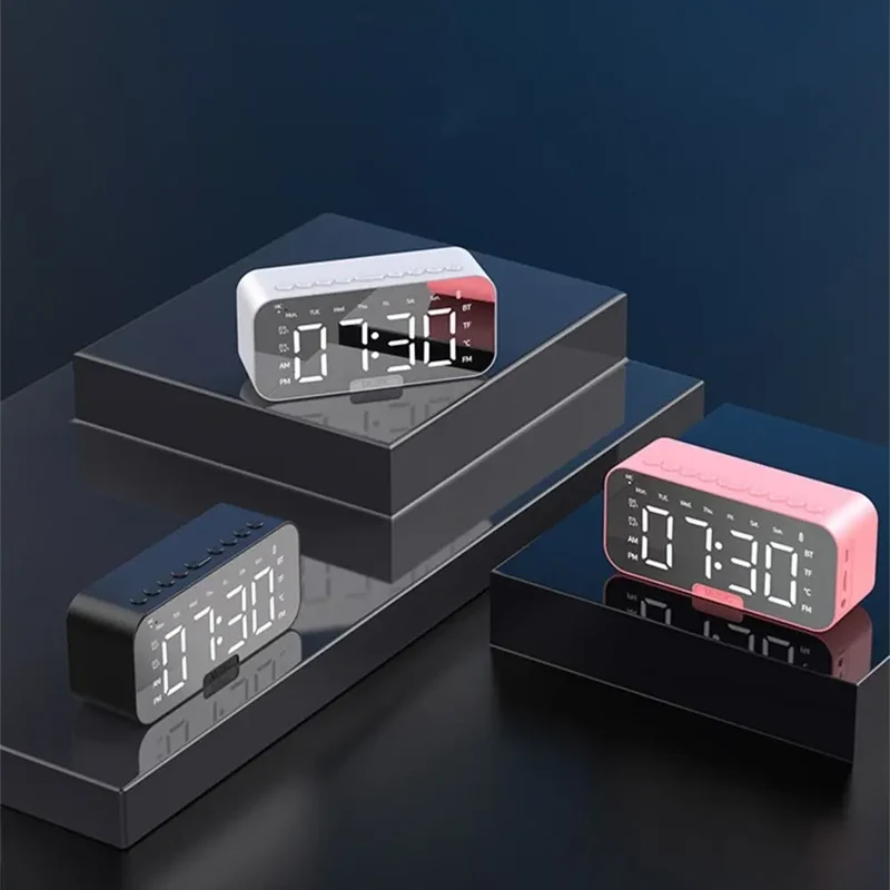 5-in-1 Digital Table Calendar LED Digital Display Sleep Timer Small Digital Clock Bluetooth with Mirror Electronic Alarm Clock