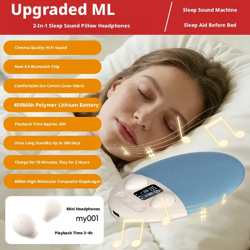 Mini Sleeping Aid Bluetooth Speaker Bluetooth Under Pillow Machine With White Noise 30/60/90 Min Timer for Bed Bedroom Bedside
