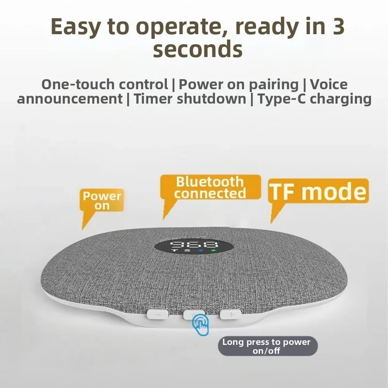 Bluetooth 5.4 Under Pillow Bluetooth Speaker Sleep Aid Bone Conduction Sound Machine TF Card Support Ultra-Thin