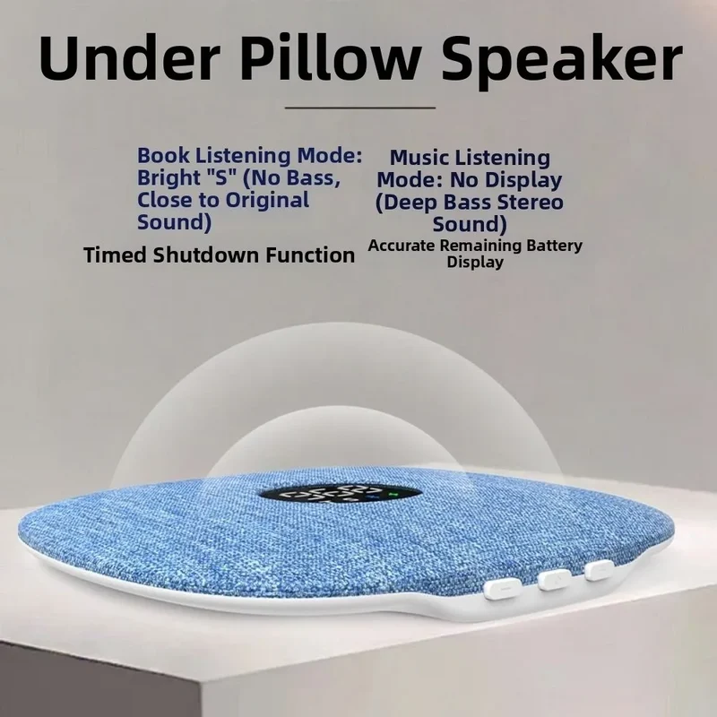 Bluetooth 5.4 Under Pillow Bluetooth Speaker Sleep Aid Bone Conduction Sound Machine TF Card Support Ultra-Thin