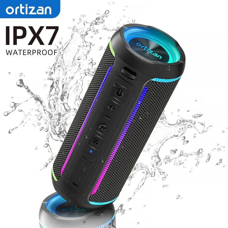 Ortizan Wireless Portable Bluetooth Speaker X30 with 40W Stereo Sound, Rich Bass, IPX7 Waterproof, 30H Playtime, TWS, LED Lights