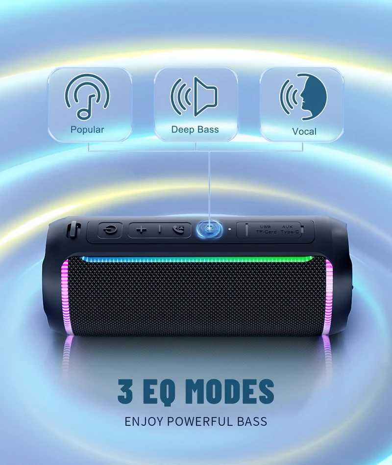 Ortizan Wireless Portable Bluetooth Speaker X30 with 40W Stereo Sound, Rich Bass, IPX7 Waterproof, 30H Playtime, TWS, LED Lights